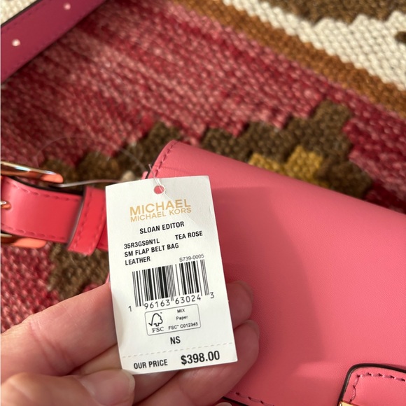 Michael Kors Sloan Editor Belt Bag Smooth Leather Tea Rose Pink - Picture 3 of 13